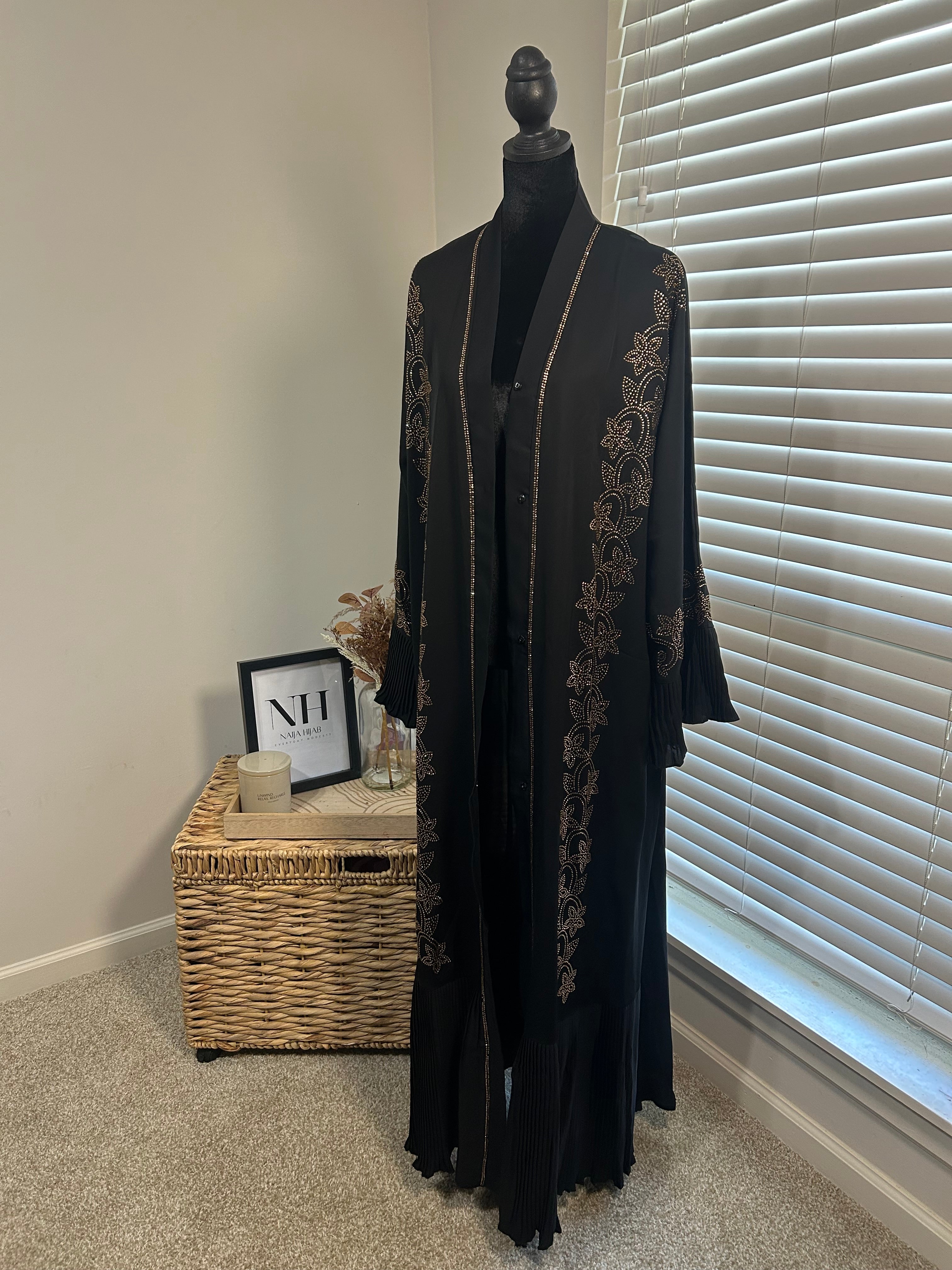 Beaded Abaya- Gold